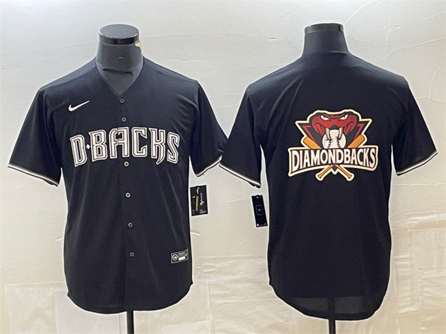 Men's Arizona Diamondbacks Black Team Big Logo Cool Base Stitched Baseball Jersey Men's Arizona Diamondbacks Black Team Big Logo Cool Base Stitched Baseball Jersey
